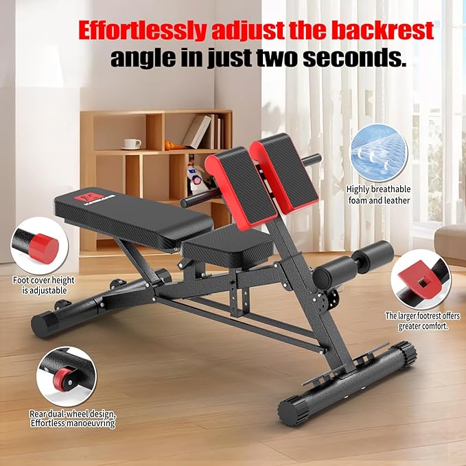 K KiNGKANG Adjustable Weight Bench,Multi-Functional Roman Chair for Full All-in-One Body Workout Hyper Back Extension and Sit up