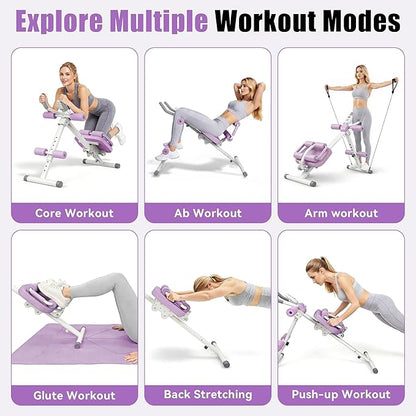 EPHESPORT Multifunctional Ab Machine, Crunch & Sit-Up Core Trainer for Stomach & Ab Workout, Adjustable & Foldable Exercise Equipment, Knee/Back Support, Full Body Workout for Home Gym