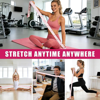 Fitness Resistance Bands with 12 Loops, Numbered Resistance Bands for Physical Therapy, Women Stretch Strap for Home Gym, Elastic Exercise Bands for Yoga, Pilates, Leg Stretching, Dance