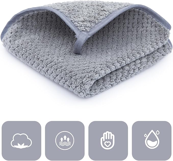 Washcloth Set for Bathroom - Quick Drying - Ultra Soft Microfiber Absorbent Towel for Bath Fitness, Gym, Shower, Hotel, and Spa - 13x13 Inch | Set of 6, Grey