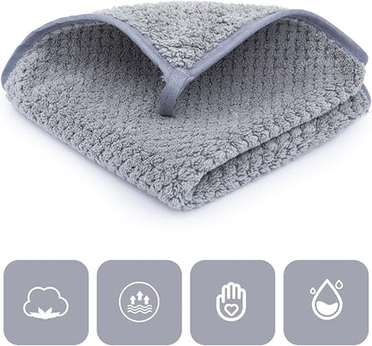 Washcloth Set for Bathroom - Quick Drying - Ultra Soft Microfiber Absorbent Towel for Bath Fitness, Gym, Shower, Hotel, and Spa - 13x13 Inch | Set of 6, Grey