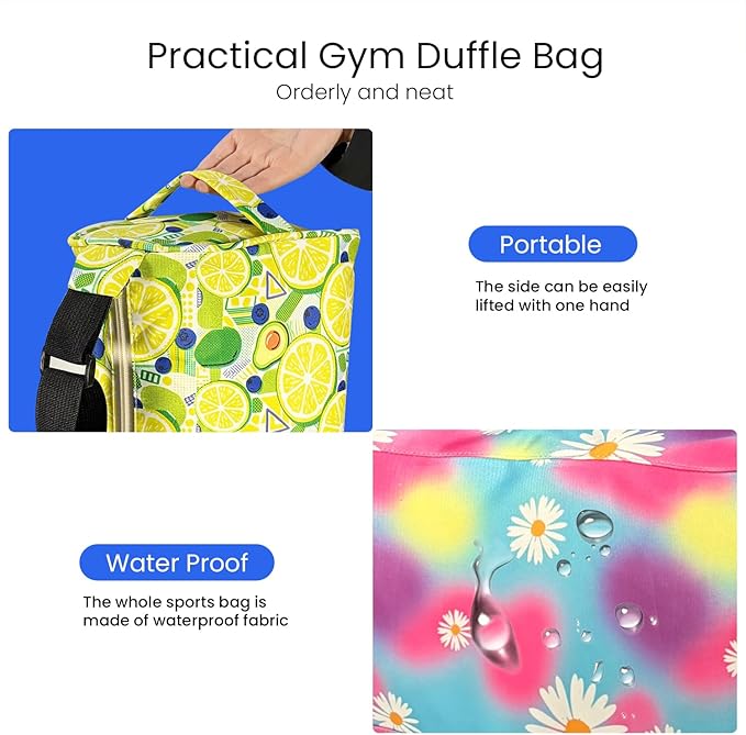 C&F BOGMOST Small Gym Bag for Women & Men,Small Lightweight Duffel Bag Carry On Bags Mini Duffel Travel Bag Waterproof Sports Bags for Workout/Sport/Trave,Colorful Flowers