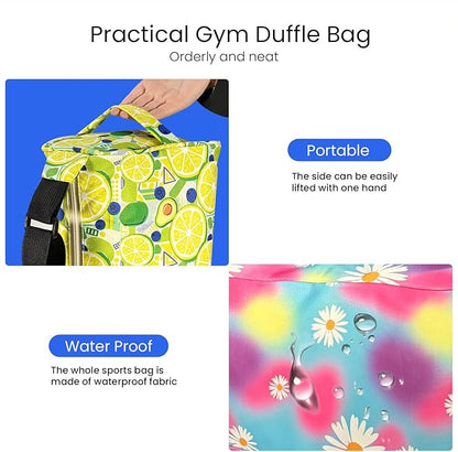 C&F BOGMOST Small Gym Bag for Women & Men,Small Lightweight Duffel Bag Carry On Bags Mini Duffel Travel Bag Waterproof Sports Bags for Workout/Sport/Trave,Colorful Flowers