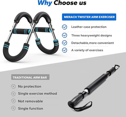Merach Twister Arm Trainer, Adjustable Power Twister Bar, Chest Workout Equipment for Men, Portable Upper Body Workout Machine, Detachable Spring Resistance Home Fitness Equipment
