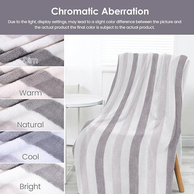 JML Bath Towels, Pack of 4, 30"x60", Large Microfiber Towel Set, Ultra Soft, Super Absorbent, Fast Drying, Perfect for Suana, Shower, Pool, Sport, Travel, Fitness, SPA,Yoga, Cabana Stripe Grey