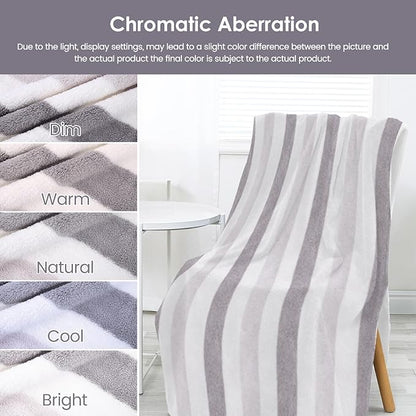 JML Bath Towels, Pack of 4, 30"x60", Large Microfiber Towel Set, Ultra Soft, Super Absorbent, Fast Drying, Perfect for Suana, Shower, Pool, Sport, Travel, Fitness, SPA,Yoga, Cabana Stripe Grey