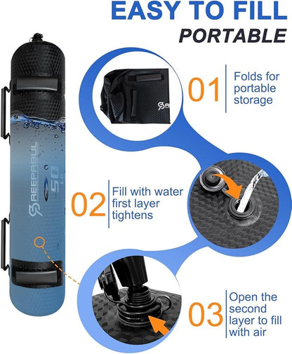 Aqua Bags for Workout 5-45lbs - Ultimate Core Water Weights Aqua Bag - Portable Stability Fitness -Stability, Core and Balance Training - Portable Fitness Equipment - Includes Three Bags