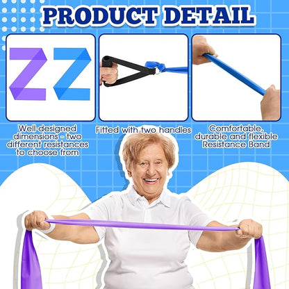 2 Pcs Resistance Band with Handles Chair Exercise Equipment for Seniors Physical Therapy Band Gifts for Elderly Women Rehab, Physical, Grandma, Grandpa