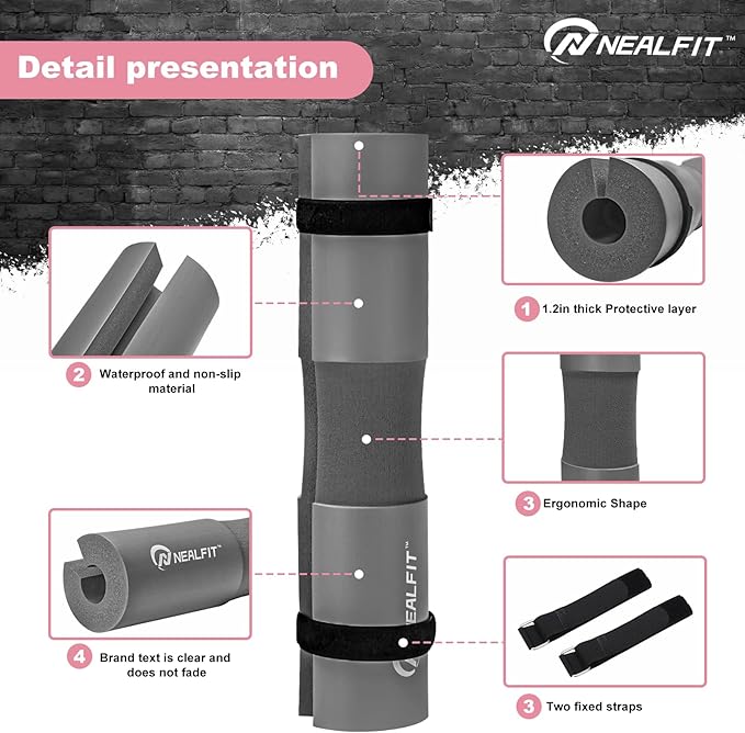 Barbell Pad Squat Pad for Squats—Squat Bar Pad—Great for Weightlifting,Lunges and Hip Thrusts—Foam Sponge Pad—Fit Standard and Olympic Bars Perfectly