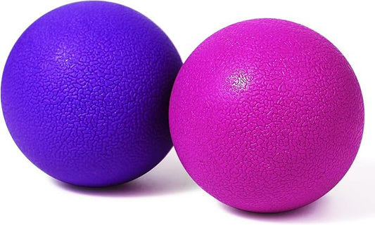 2-Pack Firm Lacrosse Massage Balls- for Deep Tissue, Trigger Point & Myofascial Release Therapy, Relieve Muscle Knots (Rose red&Purple)