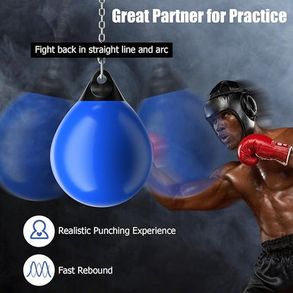 GYMAX Punching Bag, Water Aqua Bag w/Water Injector & Hanging Accessories, Folding Heavy Duty Boxing Bag for Home Gym, Boxing Training Equipment for Adults