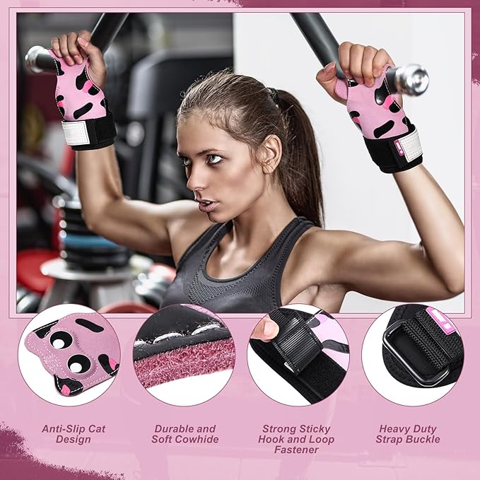 Lifting Wrist Straps Weight Lifting Grips with Cushion Wrist Loop Gym Workout Straps Double Layer Leather with Storage Pouch for Women and Men Deadlift Powerlifting Pull Up