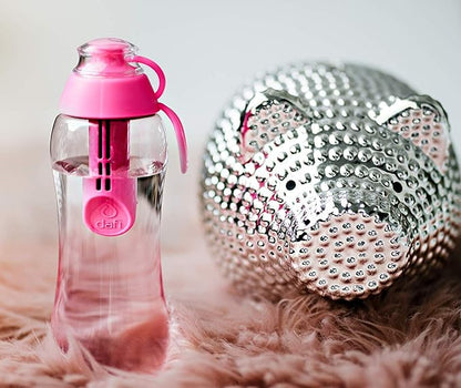 Dafi Sport Water Bottle with Filter Pink 0.3L – BPA-Free Reusable Bottle with Activated Carbon Filter – Removes Chlorine Taste & Odor – Perfect for Active Lifestyle Travel Gym Work – Made in Europe