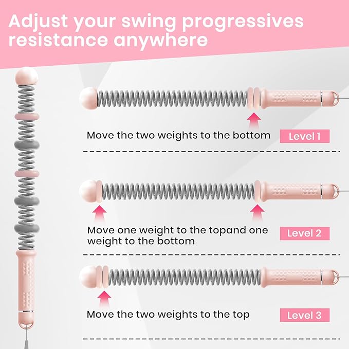 Ropeless Battle Ropes, Adjustable Weighted Cordless Trainer for Home Gym HIIT Low Impact Workouts, 17.1 in Portable with Sliding Resistance Rings and Storage Bag (Pink)