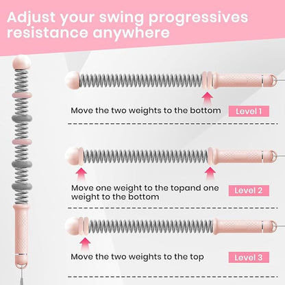 Ropeless Battle Ropes, Adjustable Weighted Cordless Trainer for Home Gym HIIT Low Impact Workouts, 17.1 in Portable with Sliding Resistance Rings and Storage Bag (Pink)