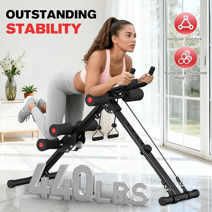 DERACY Ab Workout Machine Adjustable Ab Trainer Abdominal Trainer for Home Gym Foldable Ab Crunch Machine for Core 440 LBS