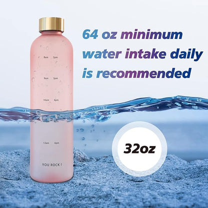 32oz Water Bottles with Times to Drink, Motivational Water Bottle with Time Marker, BPA Free Reusable Water Bottle with Hydrating Reminder for Gym Fitness Workout Travel