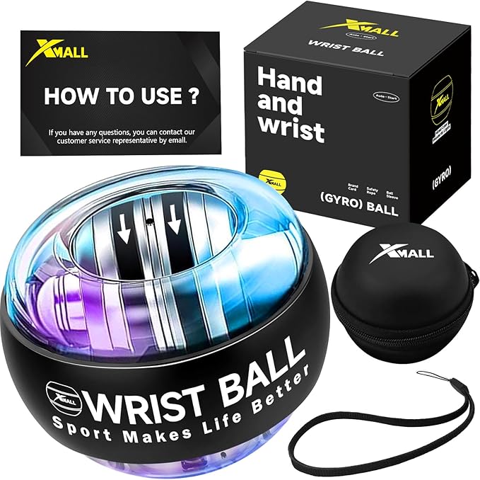 XMALL Torque Ball Hand Exerciser, Grip Strength Trainer, Auto-Start Colorful Lighting, Forearm Strengthener, Hand Strengthening Devices, Wrist Power Gyro Ball, Wrist Strengthener, Finger Exerciser