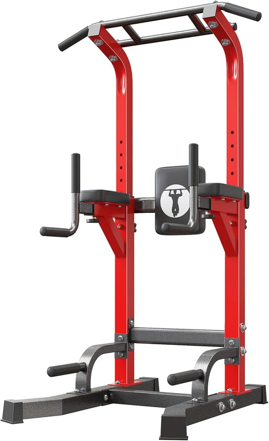 SogesHome Power Tower Pull Up Bar Dip Stand, 10 Adjustable Height Free Standing Assistive Trainer Dip Station, Multi-Function Strength Training Fitness Workout Station for Home Gym Fitness Equipment