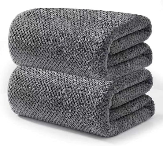2-Pack Microfiber Towels 27x54(Inches), Ultra Soft Quick Dry Bath Towels, Highly Absorbent & Lightweight for Gym, Yoga, Travel, Spa, Home & Post-Workout, Large Bath Sheet Set