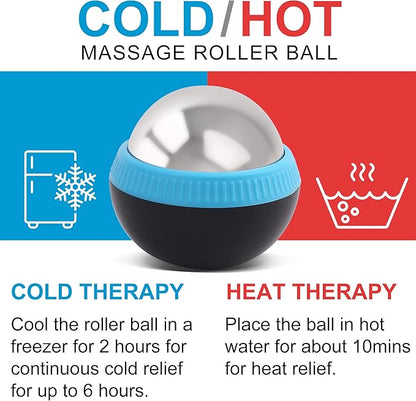 Cold Massage Roller Ball, Set of 2, Cryosphere Ice Therapy Ball for Body Muscle Relief, Roller Massager for Back, Neck, Deep Tissue, Foot Plantar Fasciitis, Myofascial Release