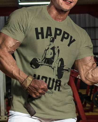 Gymish Lifestyle Happy Hour Deadlift Work Out T-Shirt, Weightlifting Gym Shirts