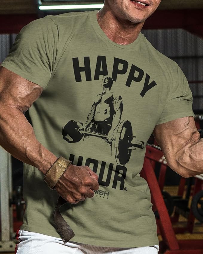 Gymish Lifestyle Happy Hour Deadlift Work Out T-Shirt, Weightlifting Gym Shirts