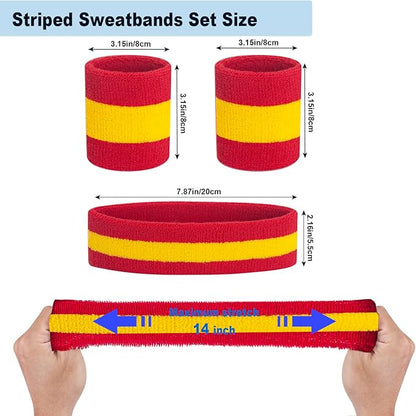 Sweatbands Headband and Wrist Set, Cotton Sweat Band for Athletic Men and Women, Sweatbands Sports Headbands for Working Out, Running, Basketball, Tennis, Yoga