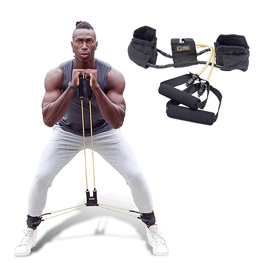 All-in-one Fitness Band, Full Body Exercise Band for Home Exercise or Training on-The-go, Multi-Purpose use for Strength, core, Pilates & More, Light - 10 lbs. (Gold)