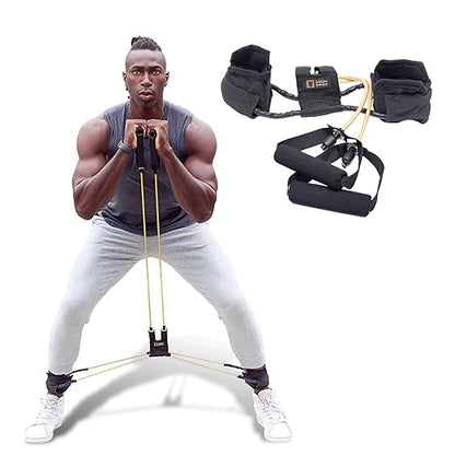 All-in-one Fitness Band, Full Body Exercise Band for Home Exercise or Training on-The-go, Multi-Purpose use for Strength, core, Pilates & More, Light - 10 lbs. (Gold)