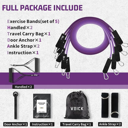 VEICK Resistance Bands, Exercise Bands, Workout Bands, Resistance Bands for Working Out with Handles for Men and Women, Exercising Bands for Fitness Weights Work Out at Home