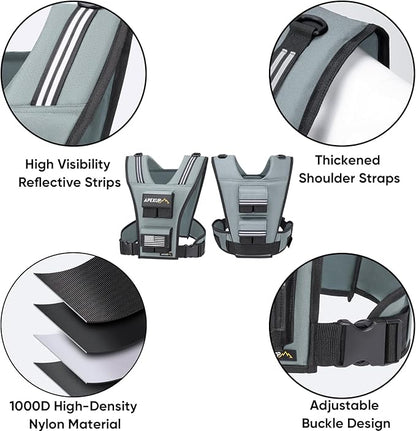 APEXUP Adjustable Weighted Vest Men 20lbs/30lbs/40lbs Weights with Reflective Stripe, Weight Vest Woman Workout Vest for Strength Training Running Walking