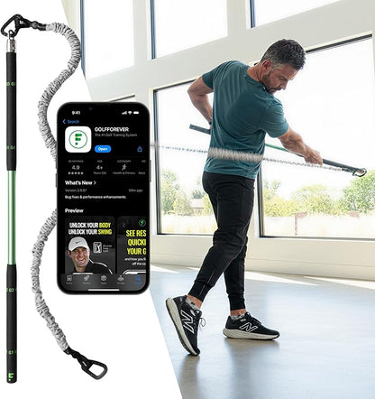 GolfForever Swing Trainer – Golf Fitness & Training System for Strength, Flexibility & Swing Power – Includes Membership & Premium Training Bar for Golf-Specific Workouts