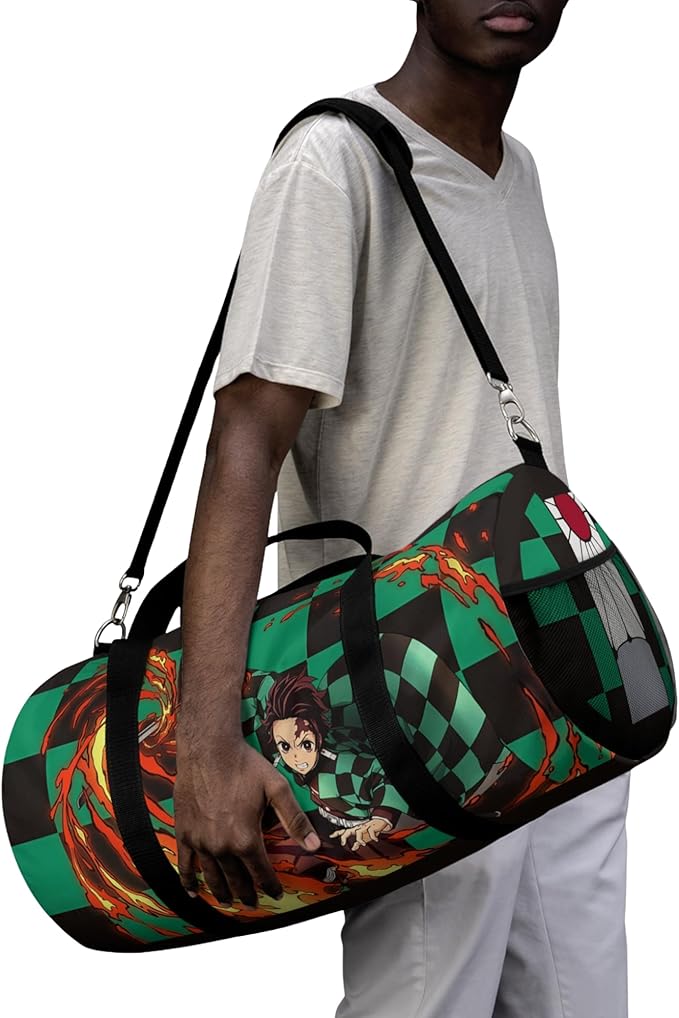 Anime Gym Bag for Women Men - Large Capacity Waterproof Workout Fitness Travel Sports Bags Fashion Street Camping ExpandaCLe Carry On Duffle Bag For Couple (Green Tanj) PTY