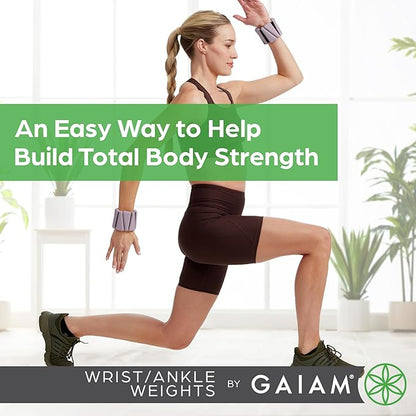 Gaiam Wrist and Ankle Weights, Wearable Bracelet to Strengthen, Tone & Sculpt, Adjustable Ankle Weights for Women & Men for Yoga, Dance, Pilates, Barre, Cardio, Home & Gym Use