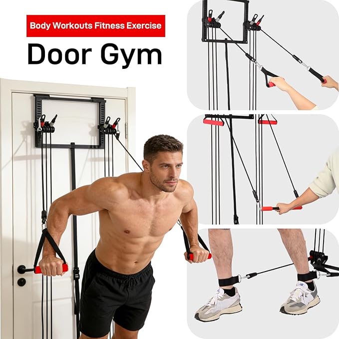 Door Gym Complete Body Building Workout Equipment Door Way Fitness Exercise Resistance Bands Set Weight Loss Body Tower