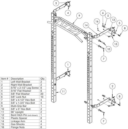 PRx Performance Profile® PRO Squat Rack 3x3 with Kipping or Multi-Grip Pull Up Bar, 89" or 95" Uprights As Seen On Shark Tank Wall Mounted Home Garage Gym Exercise System