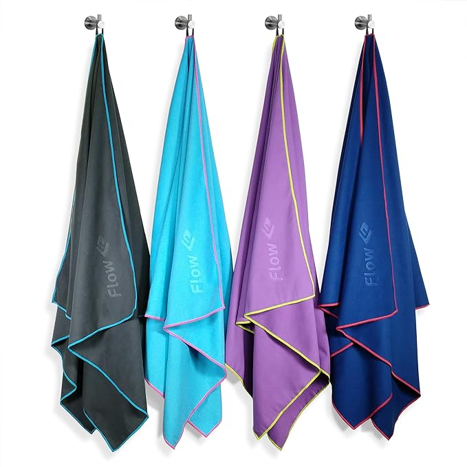 Flow Hydro Sport Towel - Microfiber Quick Dry Swimming Towels for Swim, Pool, Triathlon, and Other Water Sports in Medium, Large, Extra Large, and Hooded Sizes (Purple, X-Large (72" x 40"))