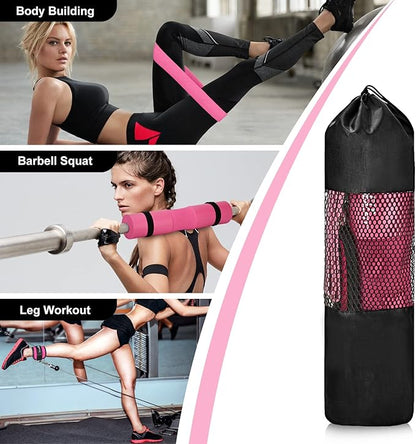 Barbell Pad Set for Squats, Lunges and Hip Thrusts, Neck & Shoulder Protective Pad, Standard Olympic Bars with 2 Gym Ankle Straps, Hip Resistance Band, Barbell Pad, Carry Bag