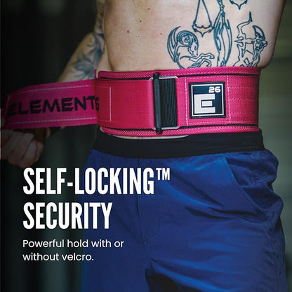 Element 26 Self-Locking Weight Lifting Belt - Premium Weightlifting Belt for Serious Functional Fitness and Olympic Lifting Athletes - Lifting Support for Men and Women - Deadlift Training Belt