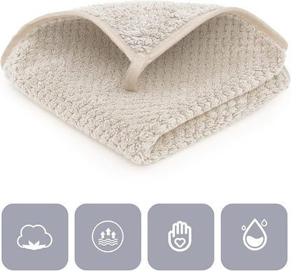6 Piece Washcloth Set Set,100% Microfiber - Quick Dry, Thick, Soft, Plush and Highly Absorbent Luxury Hotel & Spa Bath Towel for Bathroom, Pack of 6, Khaki