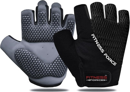 FITNESS FORCE Breathable Workout Gloves for Men and Women, Padded Weight Lifting Gloves with Full Palm Protection for Grip, Exercise, Cycling, Gym, Fitness Training