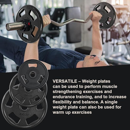 Balelinko Cast Iron 2-Inch Olympic Grip Plate Weight Plate for Strength Training, Weightlifting and Crossfit