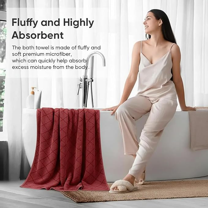2-Pack Microfiber Bath Towels (27x54 Inches) - Ultra Soft & Quick Dry, 3X Absorbency, Lightweight for Gym, Yoga, Travel & Spa - Perfect for Home, Fitness & Post-Workout