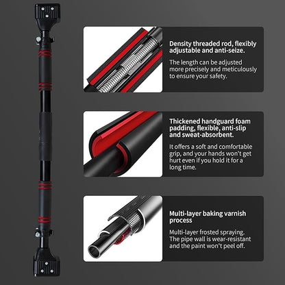 leikefitness Pull-Up Bar For Door Frame Chin Up Bar Upper Body Workout Adjustable Portable Training Pull-Up Bars Bars without Screw - Adjustable Width Locking Mechanism