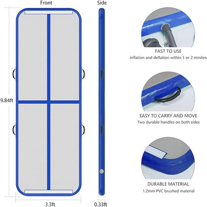 10ft/13ft/16ft/20ft Air Mat Tumble Track Inflatable Gymnastics Tumbling Track Mat with Electric Air Pump for Cheerleading/Practice/Beach/Park/Home use