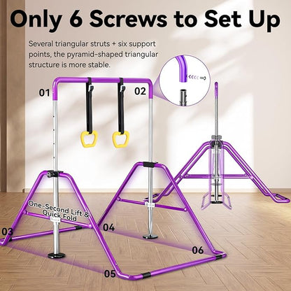 Kids Gymnastics Bar Gymnastic Equipment for Home Adjustable Height Gymnastic Training Bar Gymnastic Stuff for 3-7 Years Old Girls