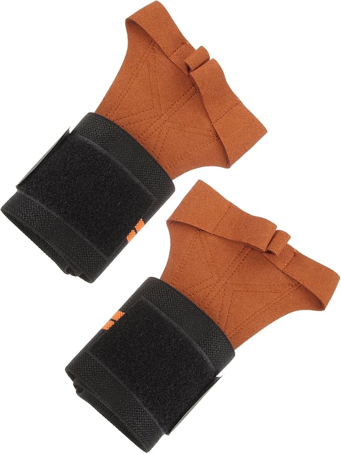 Weight Lifting Gloves for Men and Women Anti-Slip Brown Synthetic Leather Gym Workout Gloves with Wrist Support for Fitness Training and Weightlifting