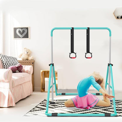 Gymnastic Bars for Kids with Adjustable Height, Folding Gymnastic Training Kip Bar, Expandable Horizontal Bar for Home