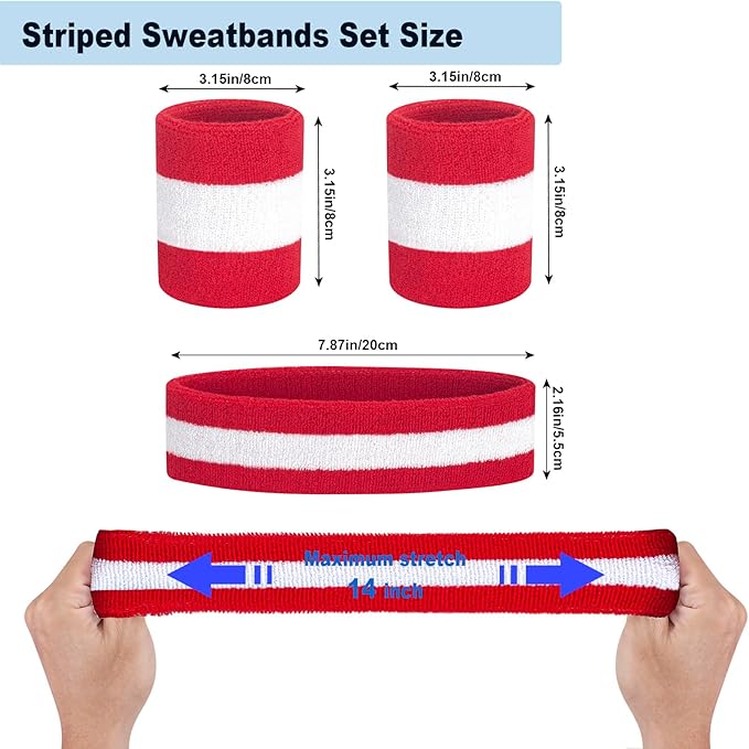 Sweatbands Headband and Wrist Set, Cotton Sweat Band for Athletic Men and Women, Sweatbands Sports Headbands for Working Out, Running, Basketball, Tennis, Yoga